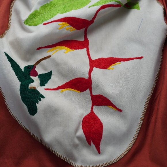 MayaBags Hand-Embroidered Bird of Paradise Bamboo Handle Tote Bag‎ - Picture 8 of 10